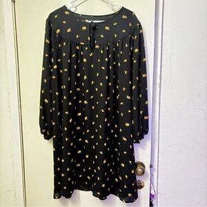 Madewell Black Dress with Yellow Floral Print